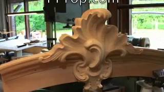 Woodcarving Rococo facade ornament carved out of Oregon Pine