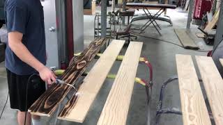Jeep Willy’s wood bed cut stained and cleared !pt 6