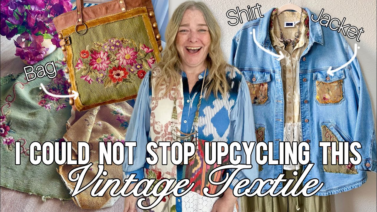 I Could Not Stop Upcycling This Vintage Textile: A Whole Outfit with a Bag, Jacket, Shirt, & Shoes