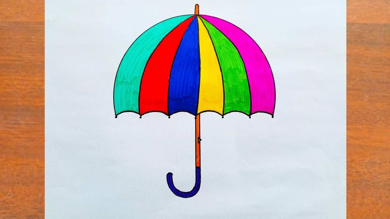 छाता का चित्र बनाना सीखें / How to Draw a Umbrella Easy Step by Step ...