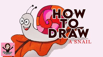 How to Draw A SNAIL / Easy cute snail on a leaf to draw for kids