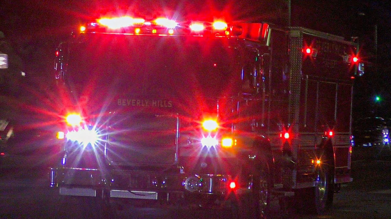 Beverly Hills Fire Dept. Engine 2, Engine 5, Rescue 801, & LACoFD Squad ...