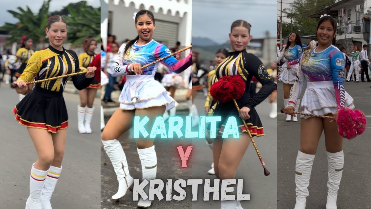 KRISTHEL Y KARLITA ❤️☑️ LAS MEJORES BASTONERAS DE MANABI 😍 #bastoneras  #desfile  #baile 