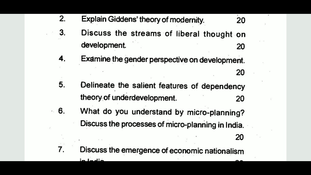 IGNOU MSO 003 SOCIOLOGY OF DEVELOPMENT M A SOCIOLOGY QUESTION PAPER 