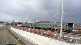 JR奈良線を、普通列車205系が、通過❗複線化工事後の様子❗