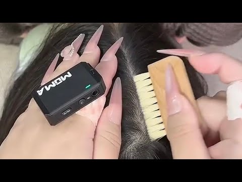 ASMR Extended Dandruff Cleaning: Nails, Comb, and Brush for Peaceful Sleep