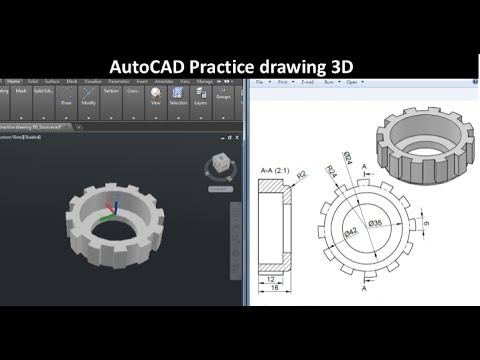 AutoCAD practice drawing 3D : SourceCAD - YouTube