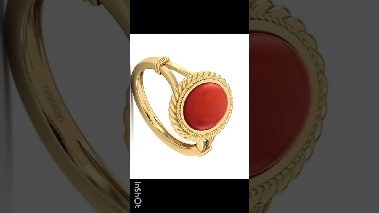 Italian Red Coral Cabochon Ring Gold Set | Eredi Jovon Venice