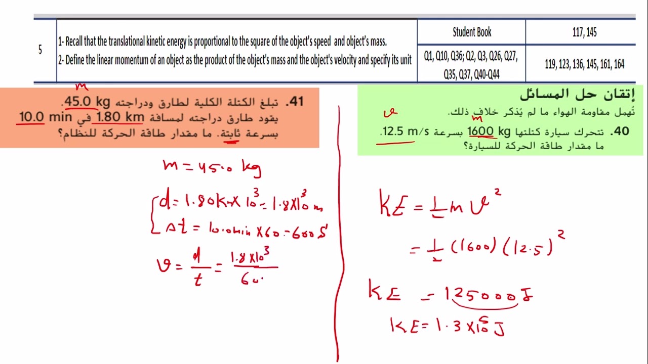 شرح هيكل الفيزياء حادي عشر عام الفصل الثاني وحدة الطاقةوحفظها