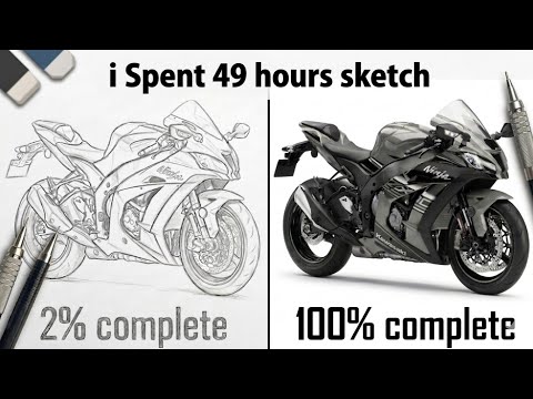 Drawing Kawasaki Ninja ZX-10R 🏍️ | Hyper Realistic Sketch | Time