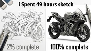 Drawing Kawasaki Ninja ZX-10R 🏍️ | Hyper Realistic Sketch | Time