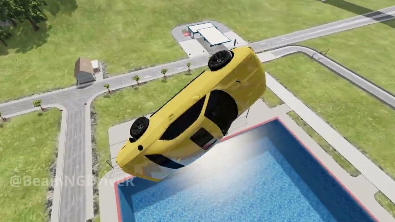 High Speed Jumping In Pool - BeamNG drive -  YouTube