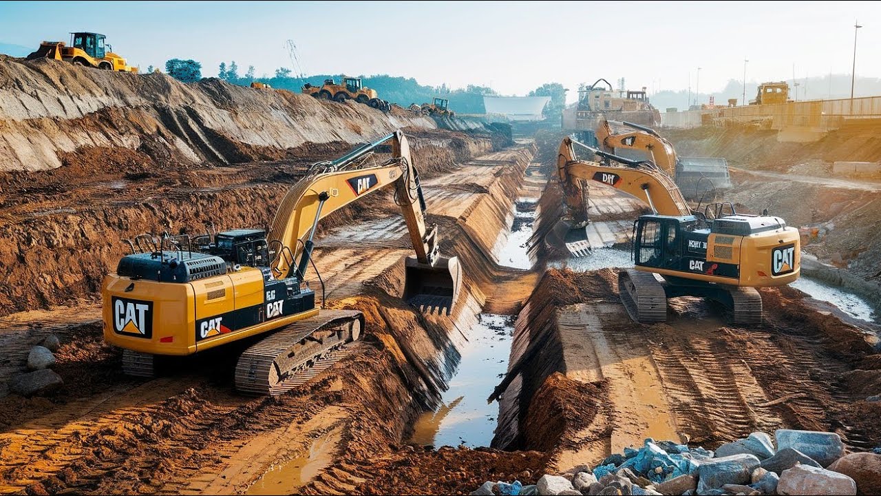 Large Machines In Action Amazing Excavators in Action: Large-Scale Earthmoving for Massive Canal ...