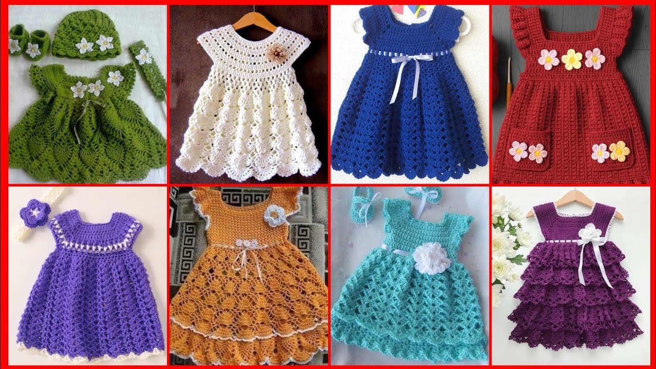 Stylish and Beautiful Crochet Frocks Handmade Crochet baby frocks design #Crochet #knitting 