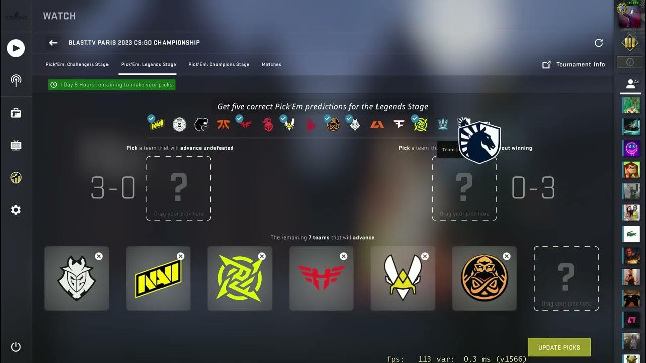 CSGO Blast Paris Major 2023 Legends Stage Pickem Predictions