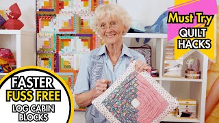 🧵 Fuss-Free Log Cabin Blocks with Vlieseline Quickscreen Square | Step-by-Step Quilting Tutorial