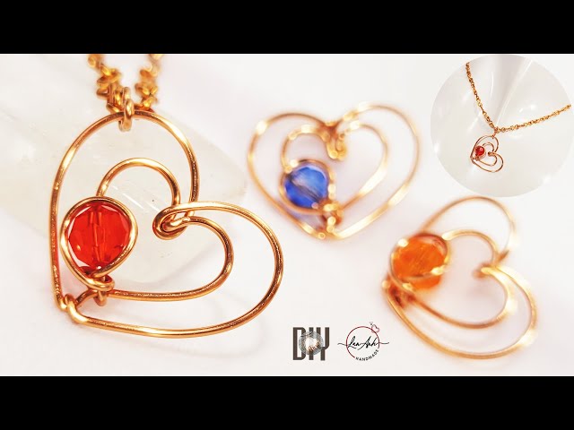 Making lovely simple wire jewelry | Double heart pendant tutorial 1028