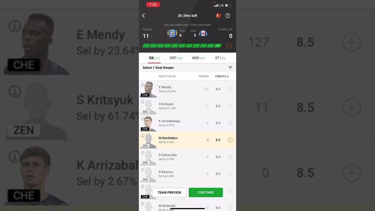 ZEN vs CHE Dream11 Team | Fantasy Football Tips | Zenit vs Chelsea | Champions League