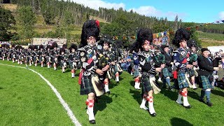 Lonach Gathering 2017 - Med Pipe Bands & Highlanders Afternoon Games Field Parade In 4K