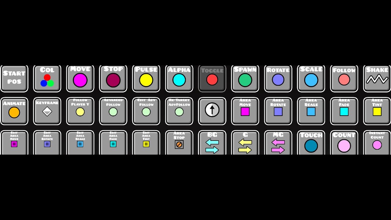 comment utiliser les trigger de geometry dash part 1 - YouTube