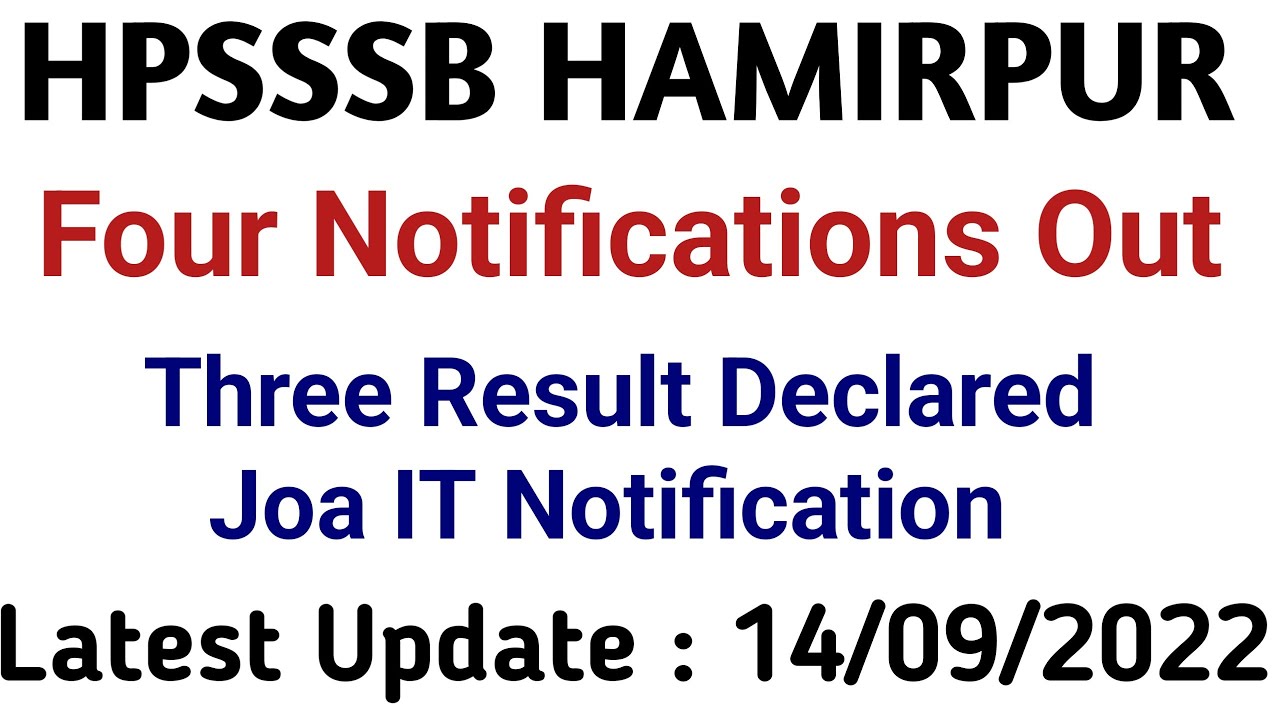 Hpsssb Hamirpur Three Latest Result Declared JOA IT New Notification
