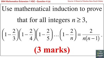 2004 Maths Extension 1 HSC Q4a Mathematical induction proof involving binomial products & fractions