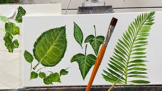 EASY! HOW TO PAINT LEAVES 🍃 step by step painting tutorial in Acrylic