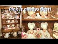Full PINK DEPRESSION GLASS Collection with VALENTINES Day Decor #pinkdepressionglass