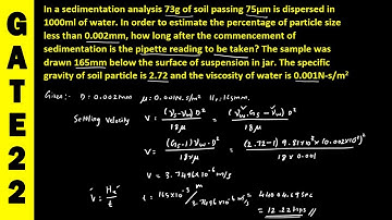 soil mechanics solved problems | sedimentation analysis problem | gate civil solved problems