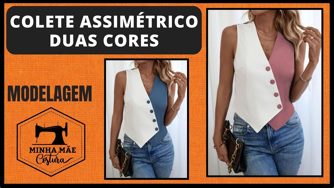 COLETE ASSIMÉTRICO DUAS CORES - PASSO A PASSO DA MODELAGEM