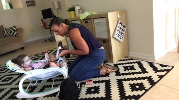 Harper and Mom playing Cards and using high tech and light tech PODD