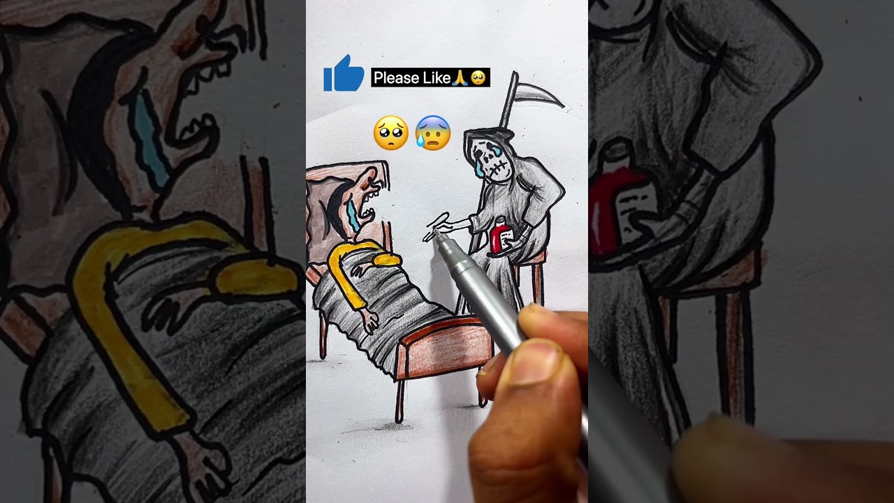 "Compassion in the Hands of Death | Heart-Touching Drawing" 