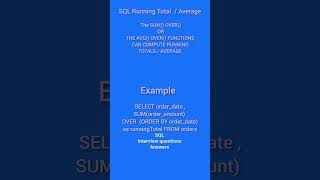 SQL interview questions and answers running total and average sum() OVER() AVG() OVER() #sql