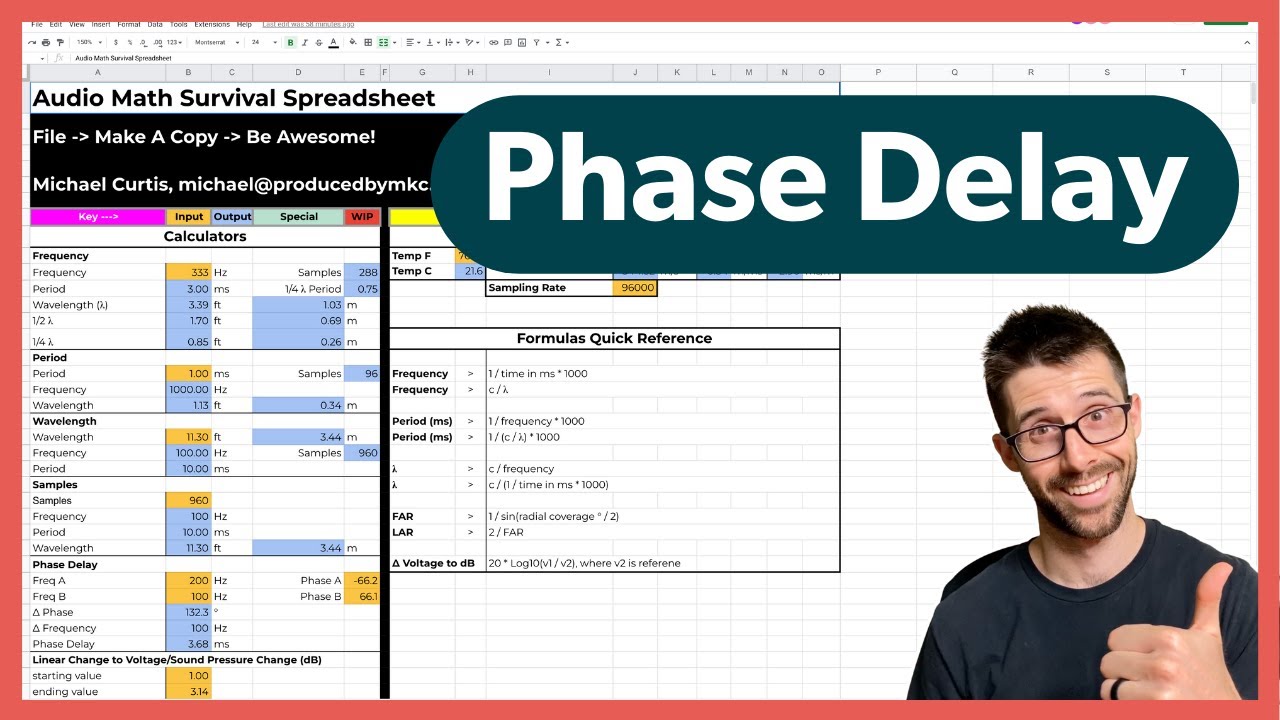 Audio Math Survival Spreadsheet Overview - Part 2 | Phase Delay - YouTube