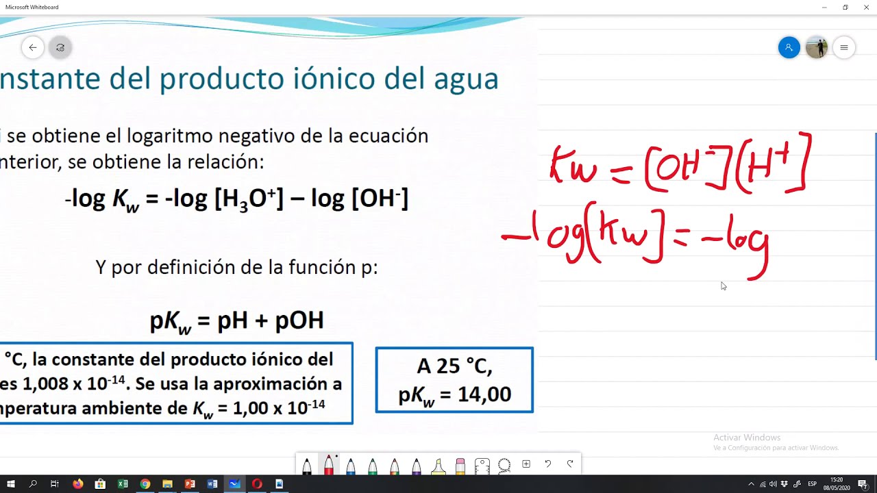 Constante De Ionización Del Agua Kw