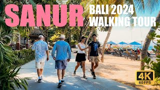 Sanur Walking Tour, Bali 2024, Indonesia Beach Walk | 4k/60fps