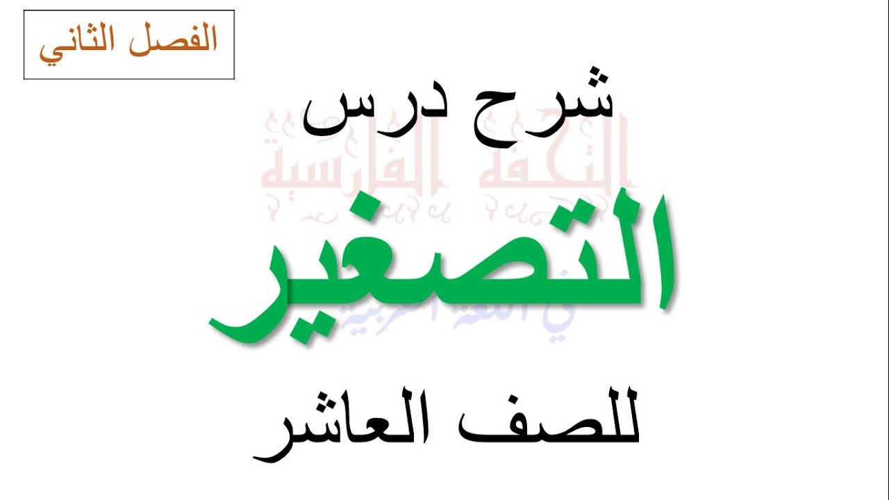 شرح درس التصغير للصف العاشر الأساسي (الفصل الثاني)