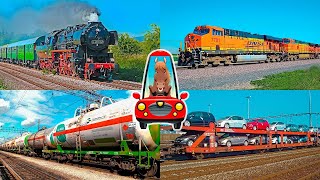 Поезда для детей. Виды локомотивов и вагонов. Железнодорожный транспорт для малышей