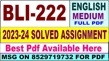 BLI 222 solved assignment 2023-24 || bli 222 solved assignment 2024 in English || ignou bli222 2024
