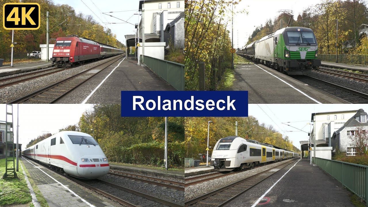 Bahnverkehr in Rolandseck mit Br 101 + SBB Wagen, ICE 1, SETG Vectron, vielen Güterzügen, IC 2 uvm.