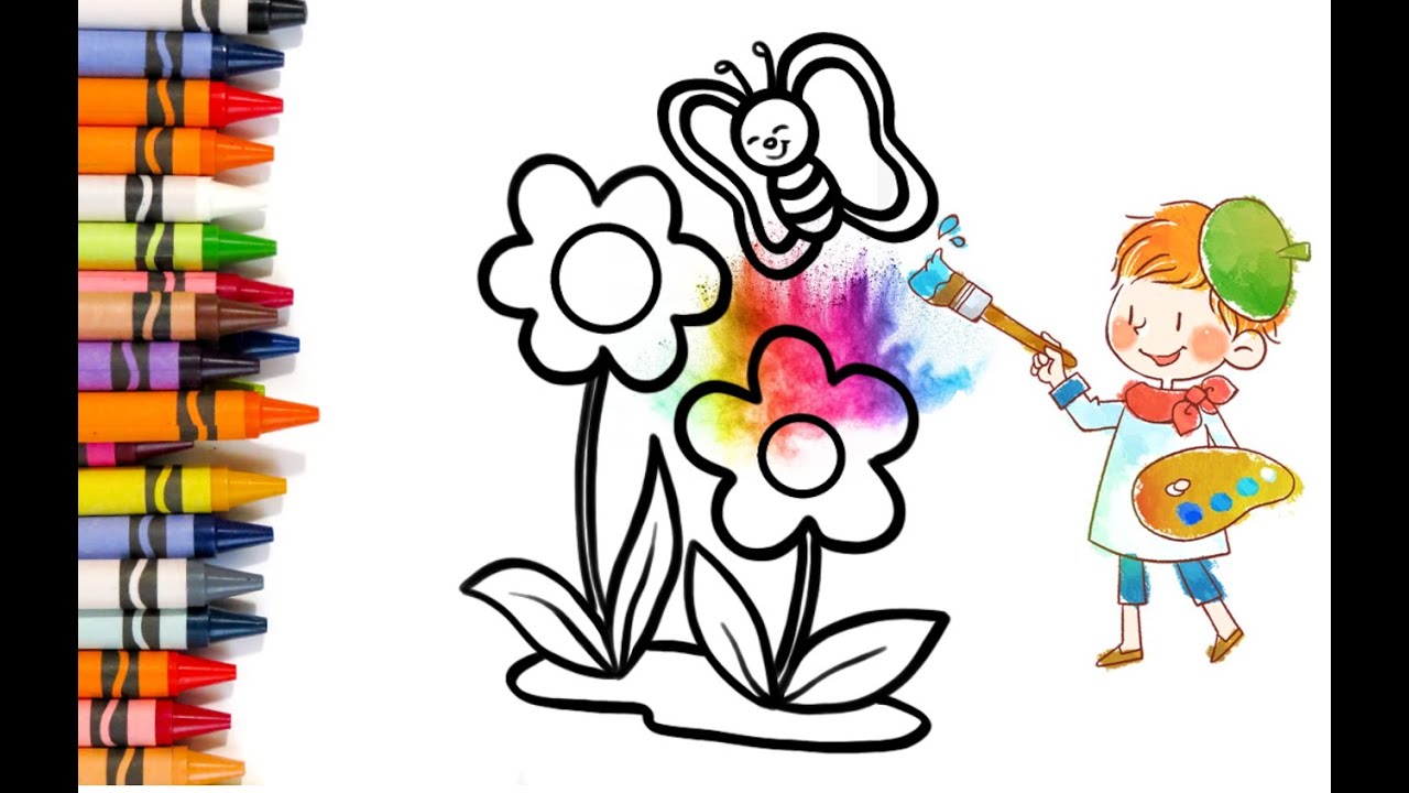 Boyashga Rasm Bolalar uchun oyoq rasm chizish | Drawing for kids - easy Flower ...