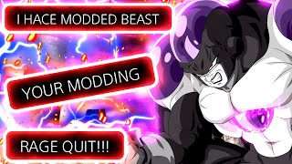 He Has A MODDED BEAST TRANSFORMATION. So I Used The NEW POWERED UP Black Frieza. He Then RAGE QUIT!