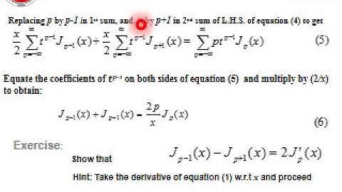 9 Derivation of Recursion Relation Application for Bessel Function  1