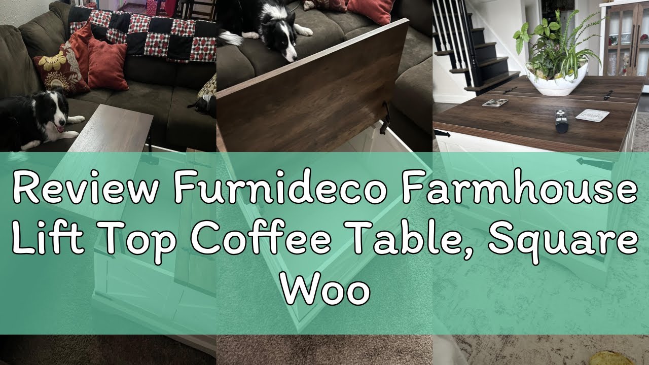 Review Furnideco Farmhouse Lift Top Coffee Table, Square Wood Center ...