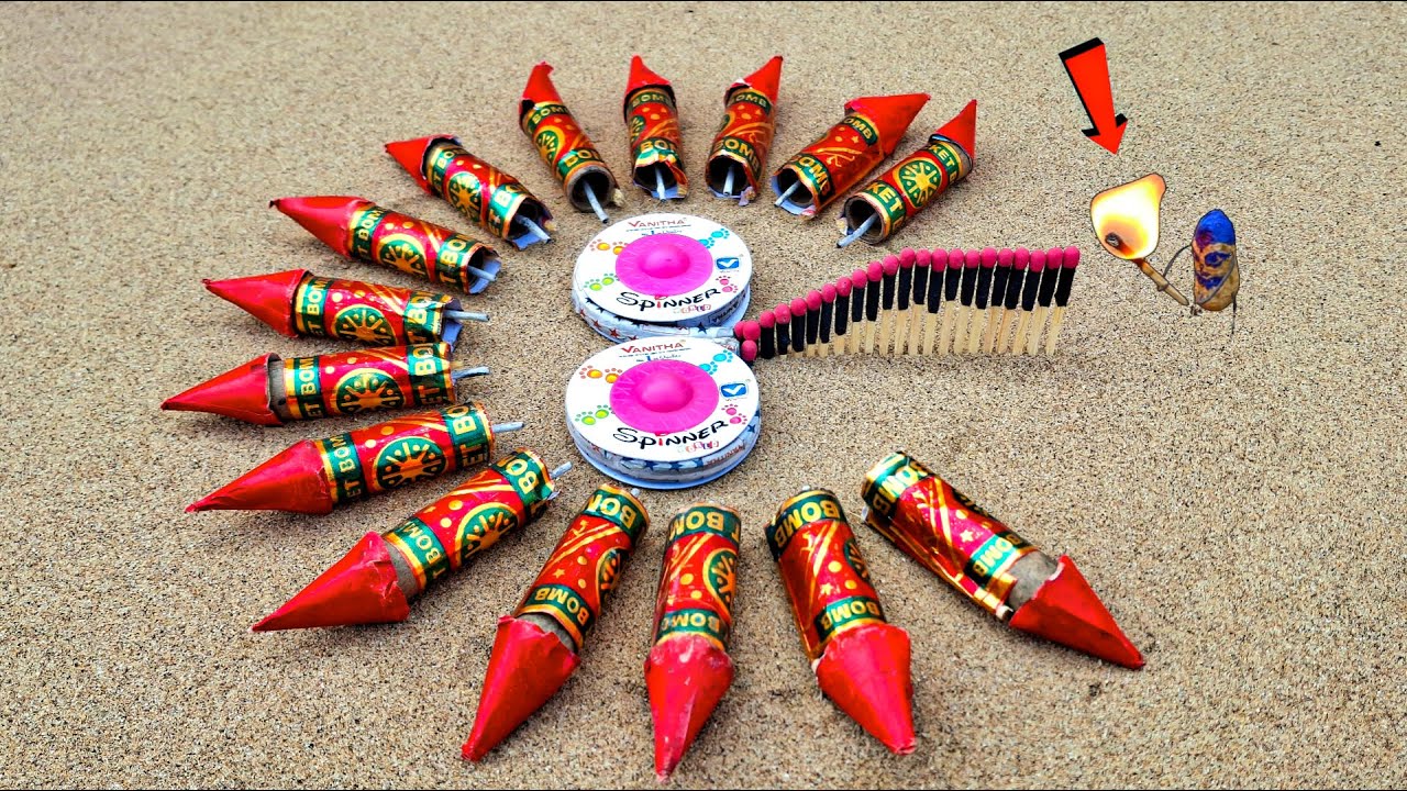 Lot Of Diwali Rocket Vs 2 Ground Chakkar Amazing Experiment | Matchstick Chain Reaction Dominos 😱|