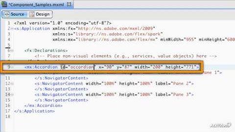 Flash Builder 102: Working with Layout Containers  - 5. The Accordion Component