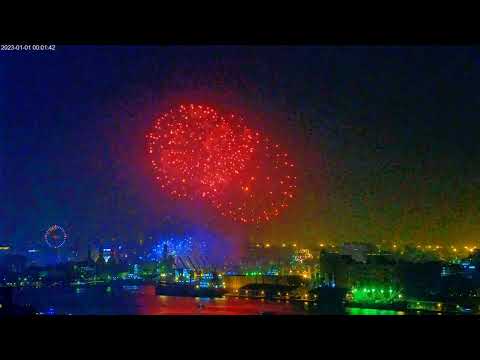 2023高雄港跨年煙火  壽山俯瞰  4K (