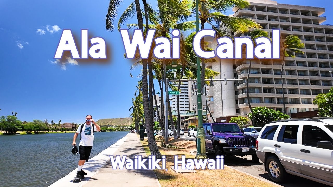 【4K】𝐖𝐀𝐋𝐊 🇺🇸 The Ala Wai Canal in Waikiki