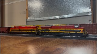 KCS #5000 leads G-KCMX Grain Train on the Layout.