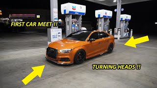 GOING TO A CAR MEET IN MY RARE COLOR AUDI S3 !! (TAKEOVER KIDS RUINED IT)